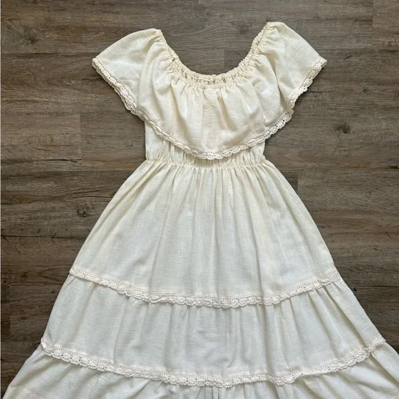 VINTAGE 70s Bohemian Campesina Mexican Wedding Peasant Dress - Picture 2 of 15